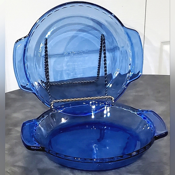 Vtg Pyrex Originals Cobalt Blue 9 1/2" Glass Pie Baking 🥧 Dish 🇺🇸 - Picture 5 of 6